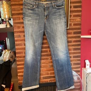 Boyfriend fit jeans with a gray wash and style.